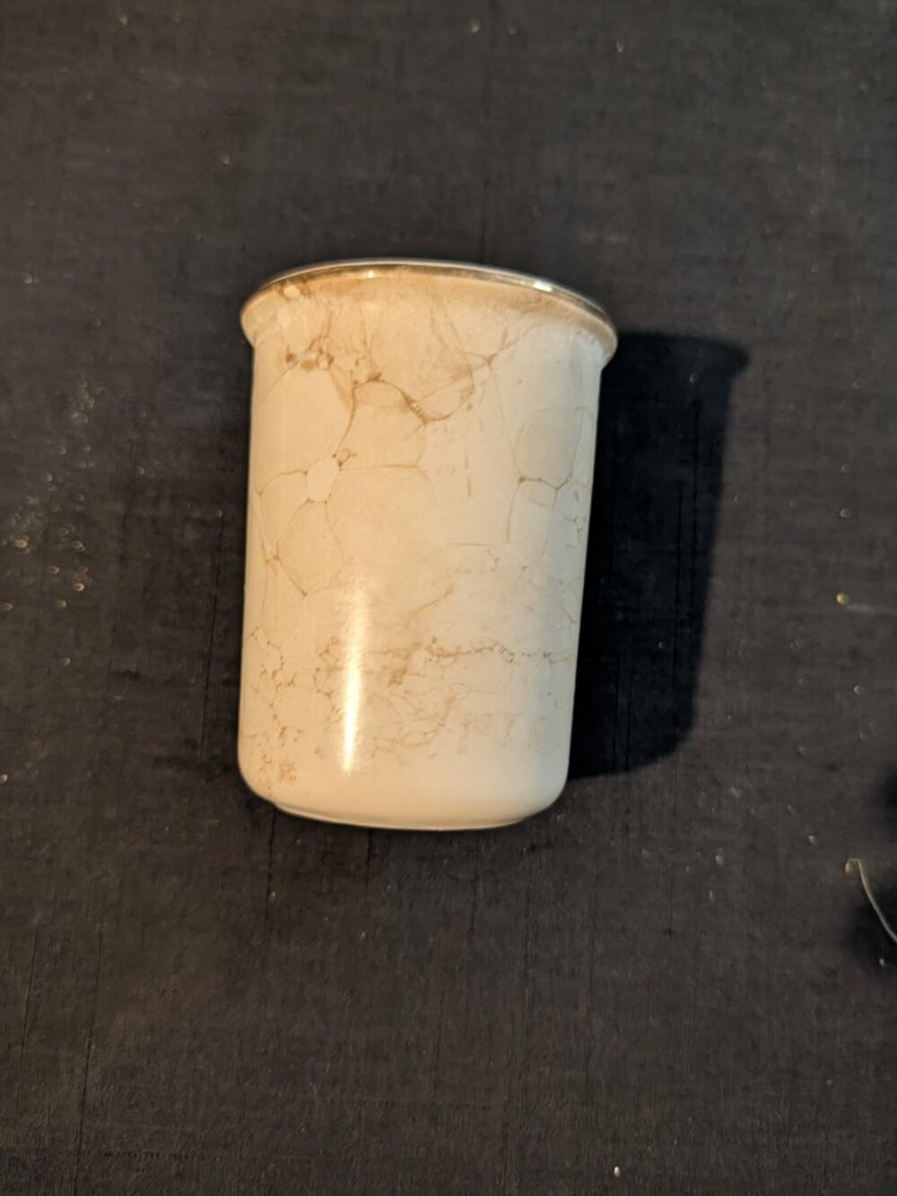 Faux Marble Ceramic Tumbler Cup Cream Veined Toothbrush Holder Vanity Decor